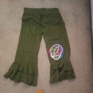 Grateful Dead Green Capris with Graphic Patch